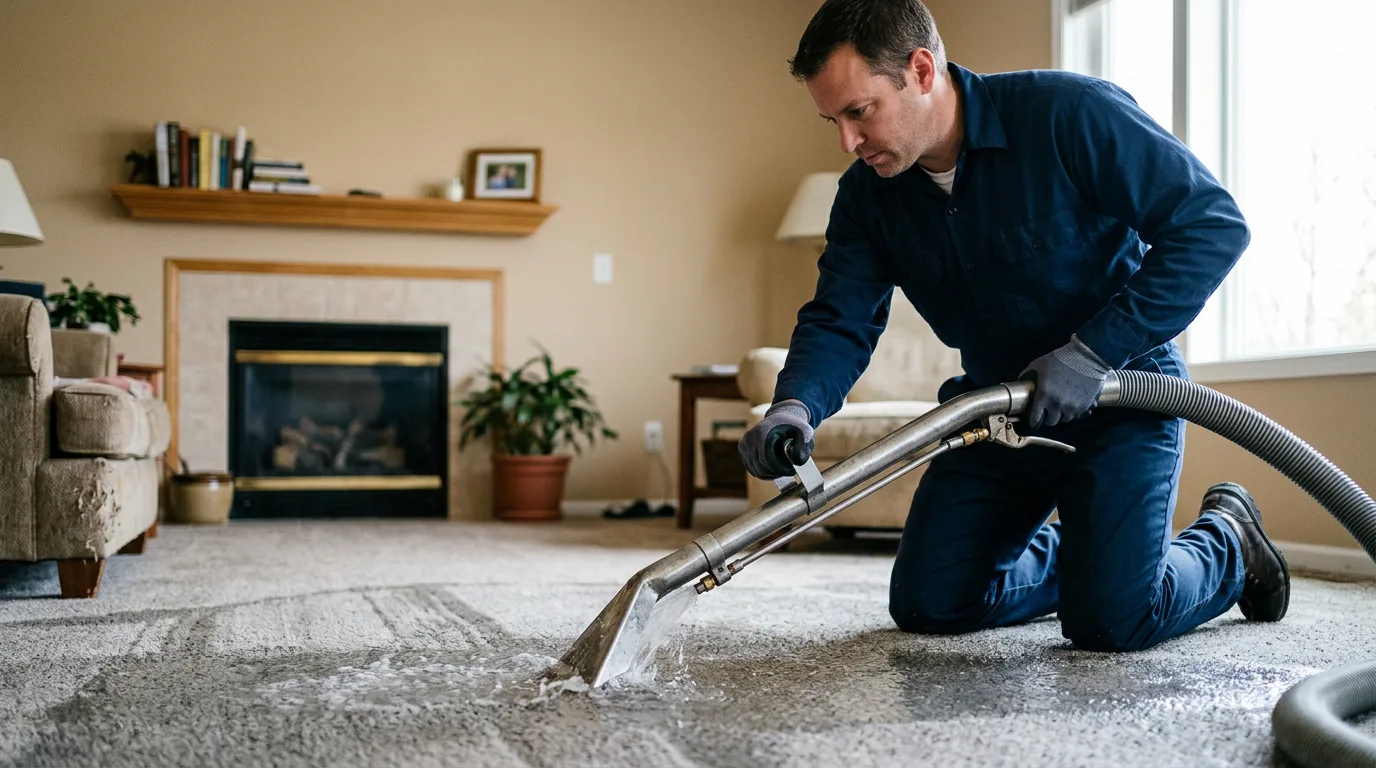 Water damage restoration technician working near Long Pond, PA